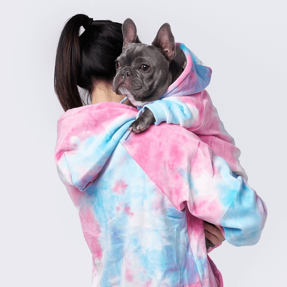Spark Paws Human Hoodie Sweater Medium Pink Blue Tie Dye Velour Cotton Candy - Picture 2 of 10